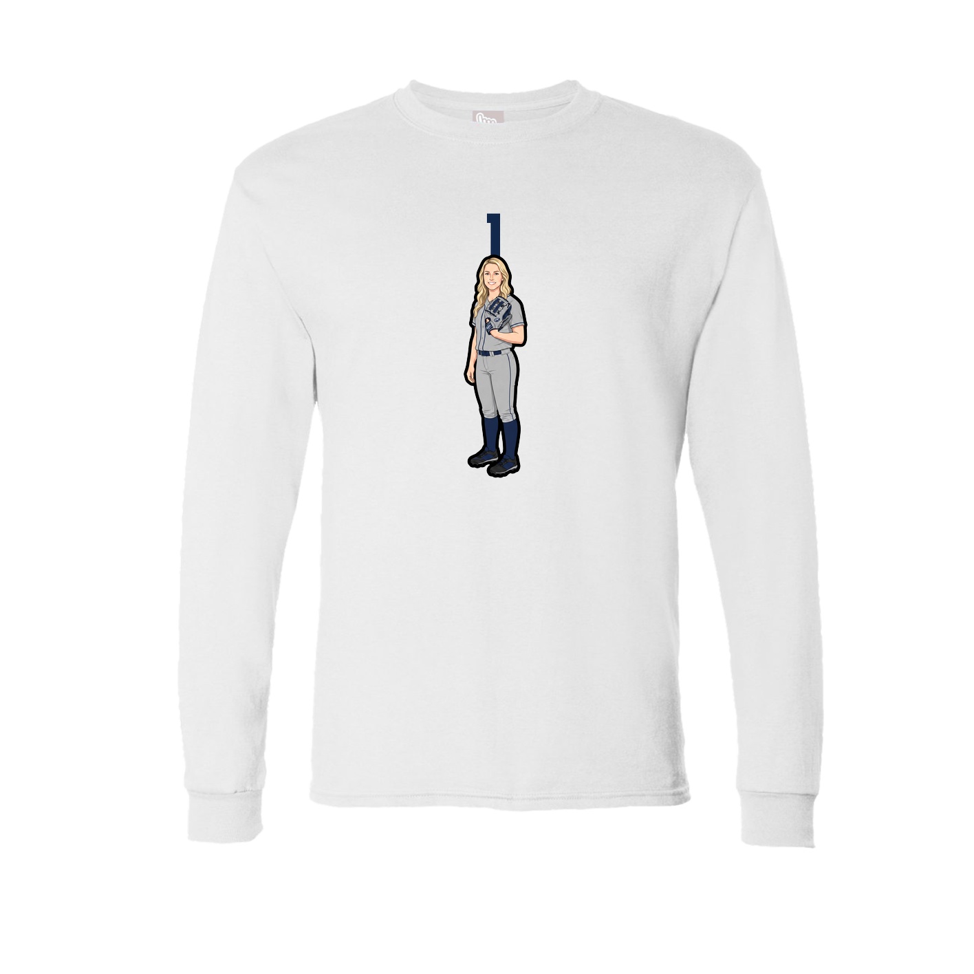 Long Sleeve Tee — Number Top in White