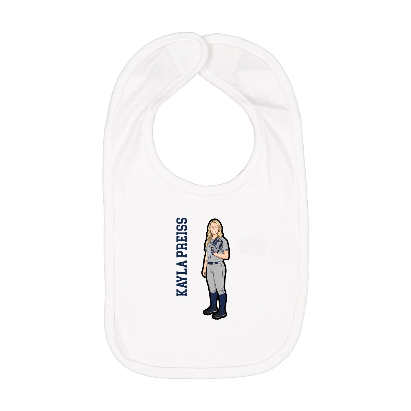 Infant Bib — Name Vertical in White