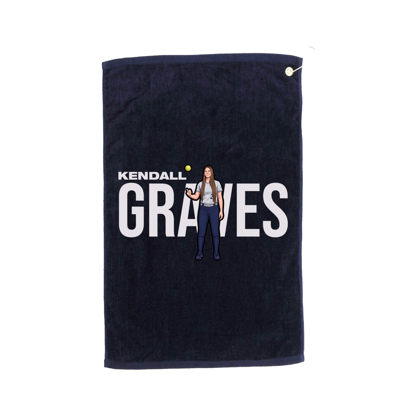 Golf Towel — Player Name in Navy
