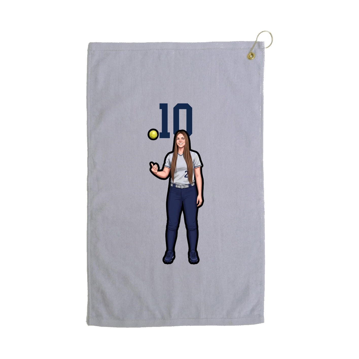 Golf Towel — Number Top in Grey