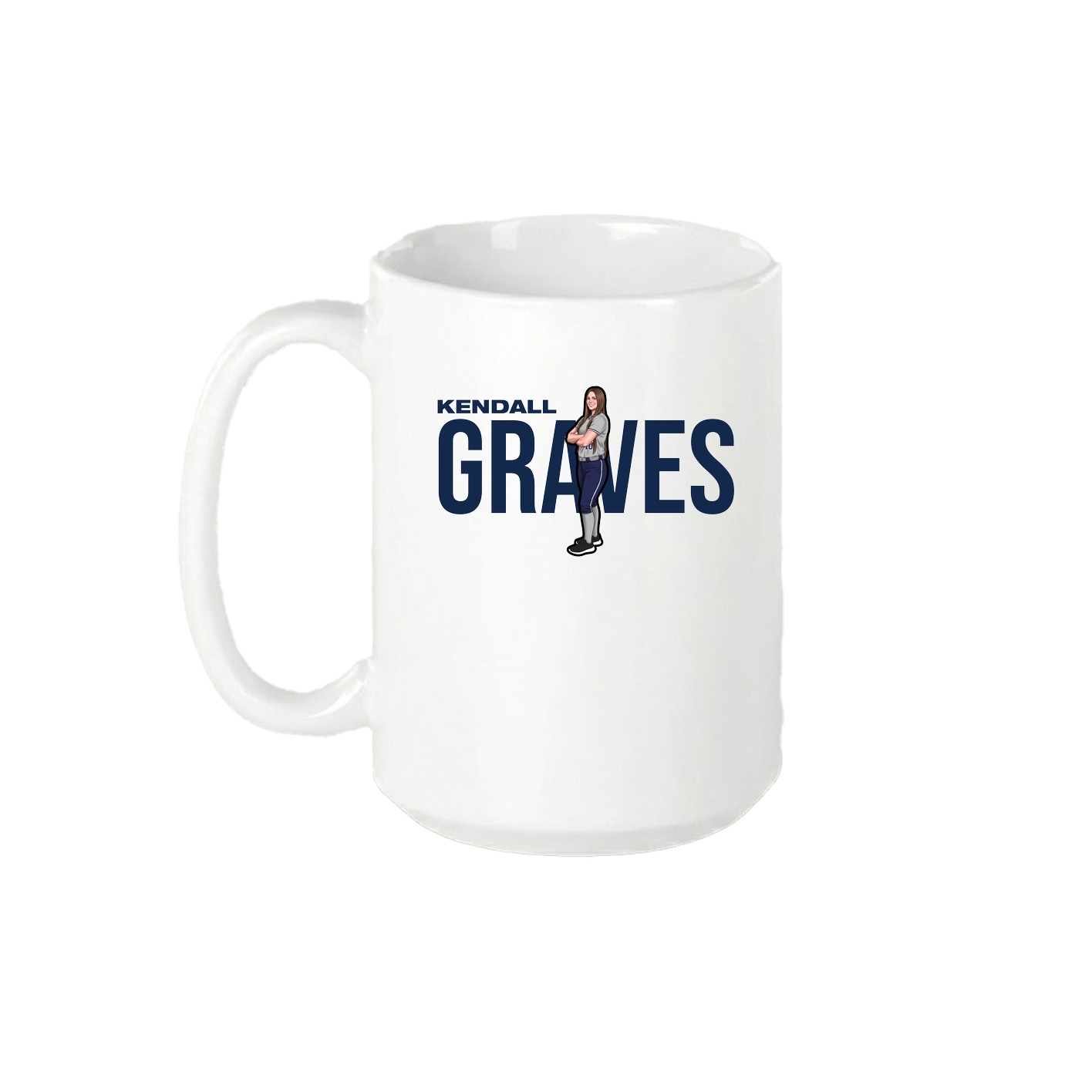 15oz Coffee Mug — Player Name in White