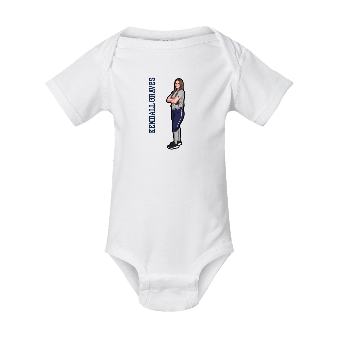 Baby Onesie — Name Vertical in White