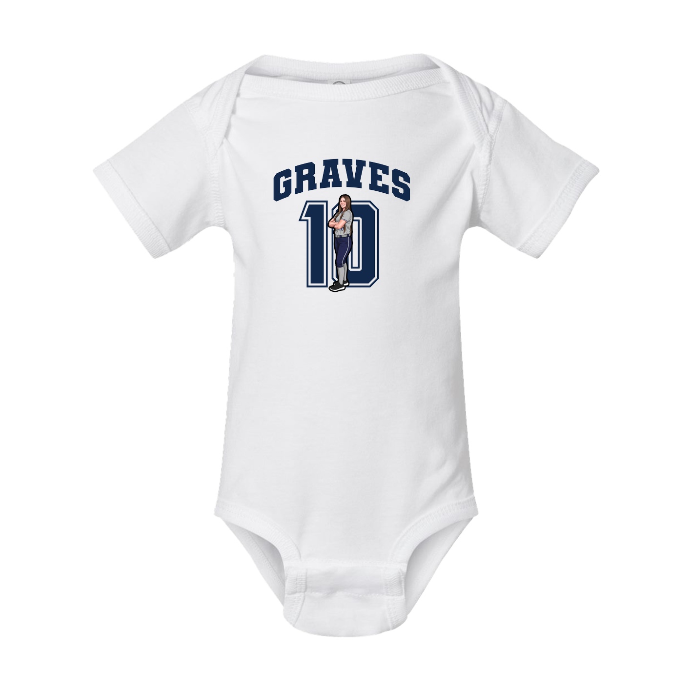 Baby Onesie — Number in White