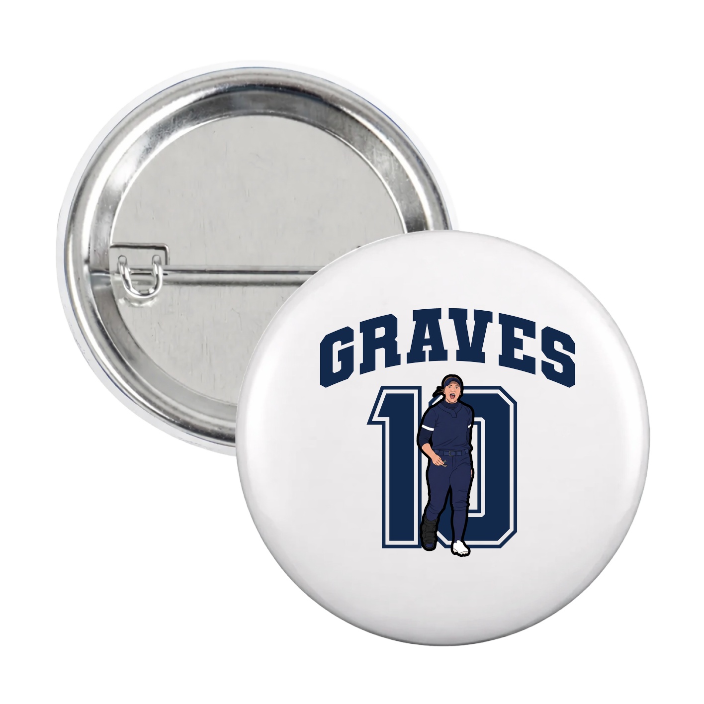 Game Day Button — Number in White