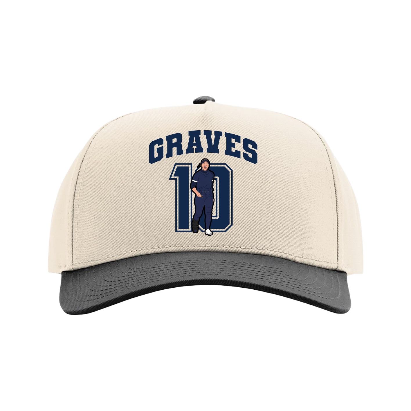 Full Fabric Five-Panel Champ Cap — Number in Cream/Black