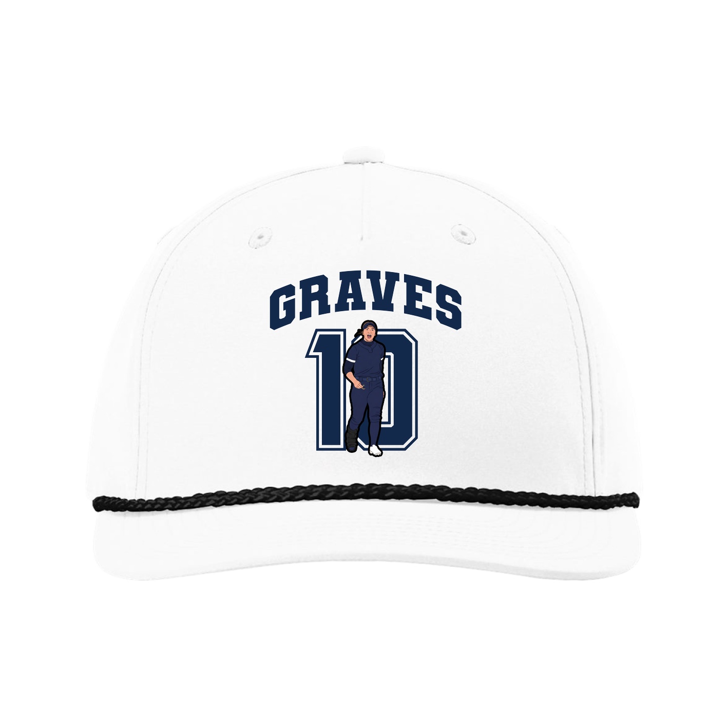Five-Panel Classic Rope Cap — Number in White