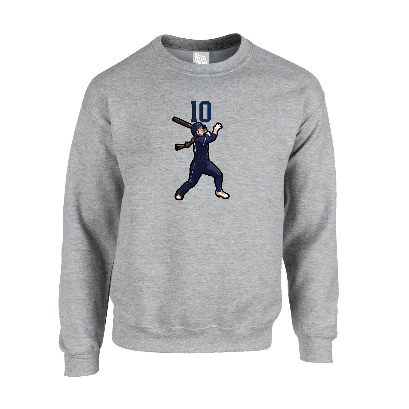 Fleece Crew — Number Top in Grey