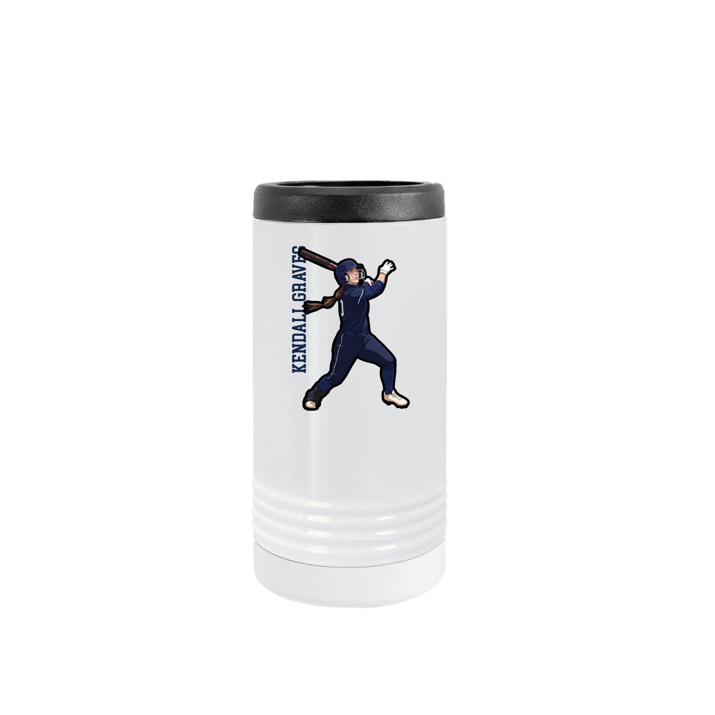 Slim Beverage Holder — Name Vertical in White