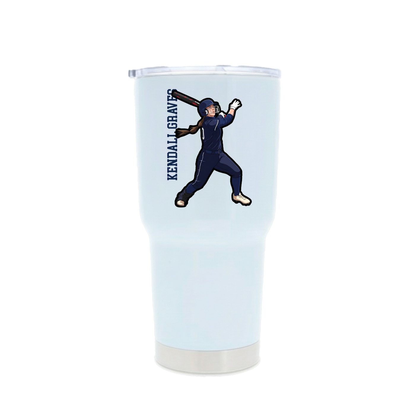 30oz Stainless Steel Tumbler — Name Vertical in White
