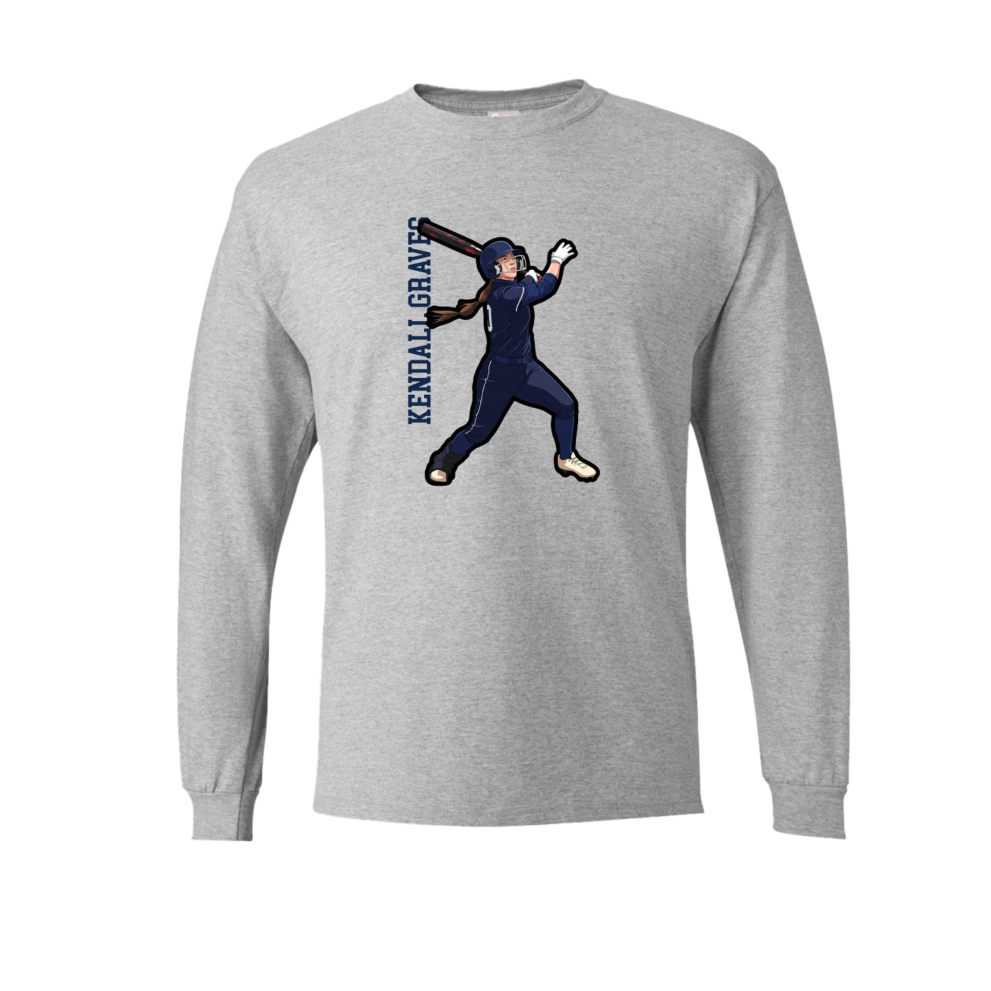 Long Sleeve Tee — Name Vertical in Grey