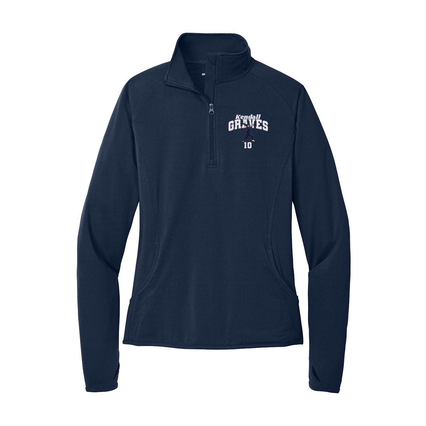 Women's Q-Zip Pullover — Signature Arch in Navy