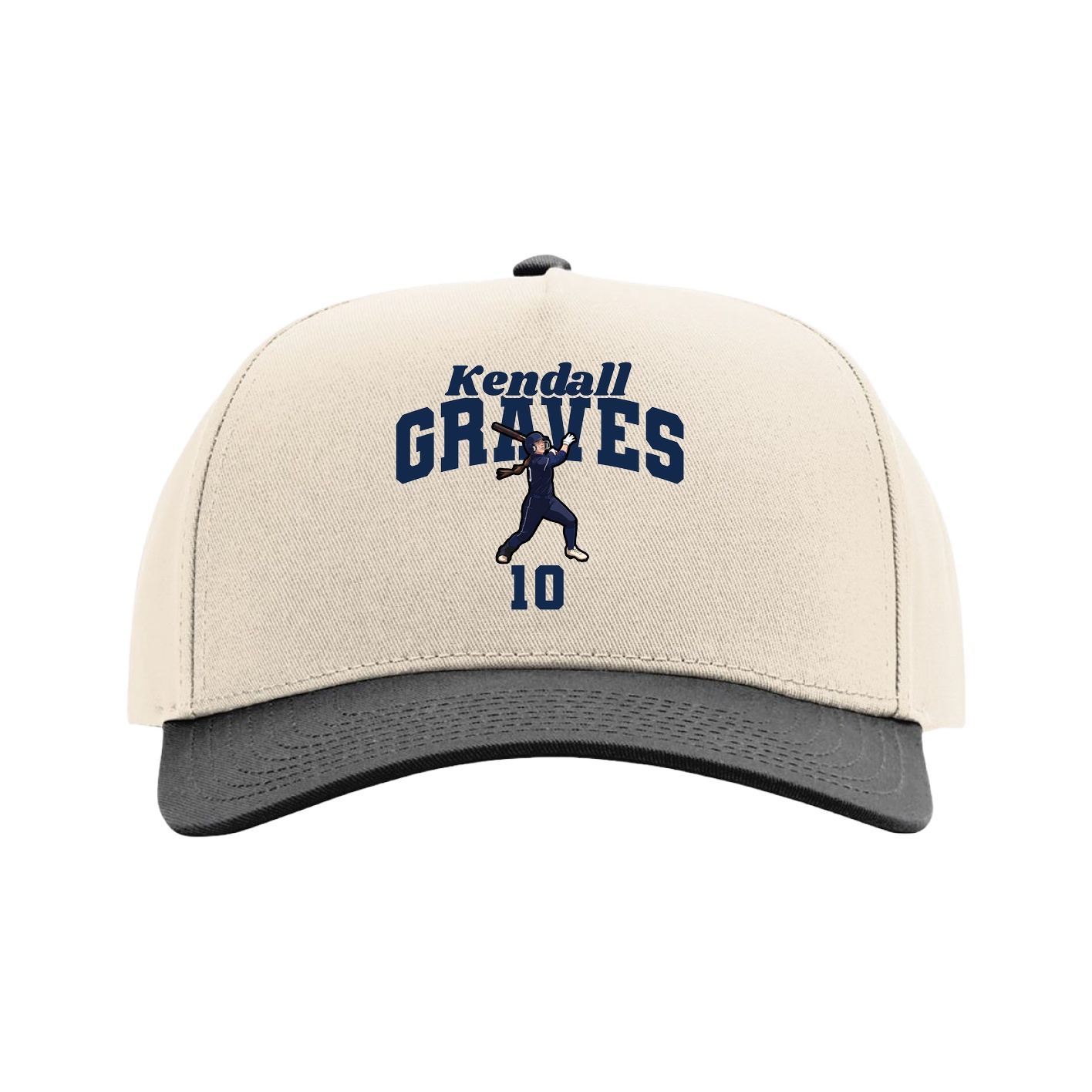 Full Fabric Five-Panel Champ Cap — Signature Arch in Cream/Black