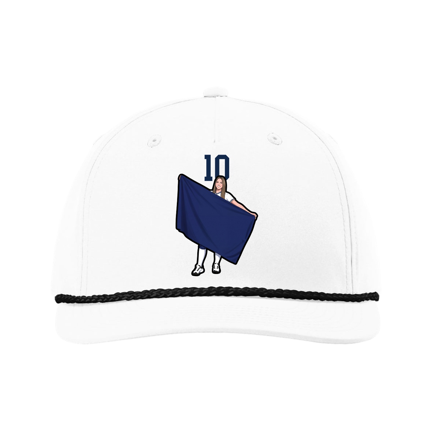 Five-Panel Classic Rope Cap — Number Top in White