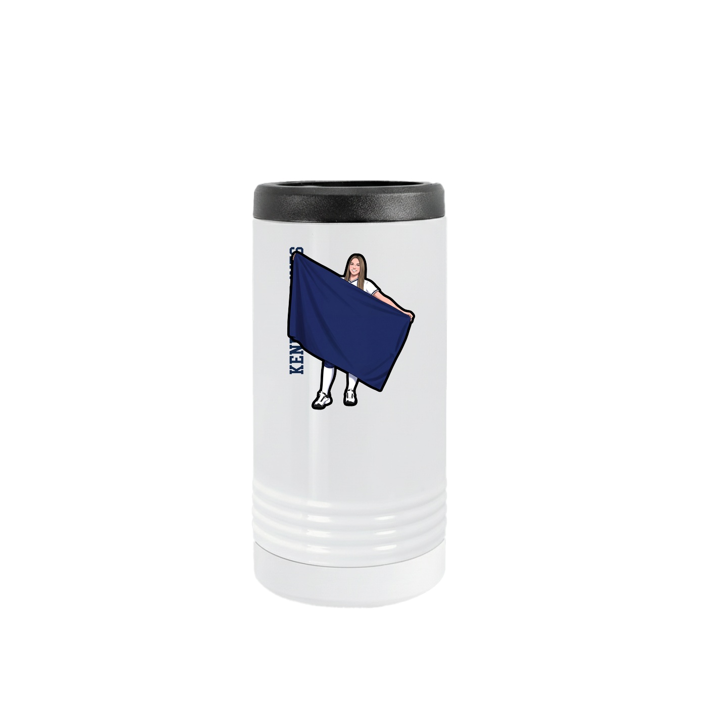 Slim Beverage Holder — Name Vertical in White