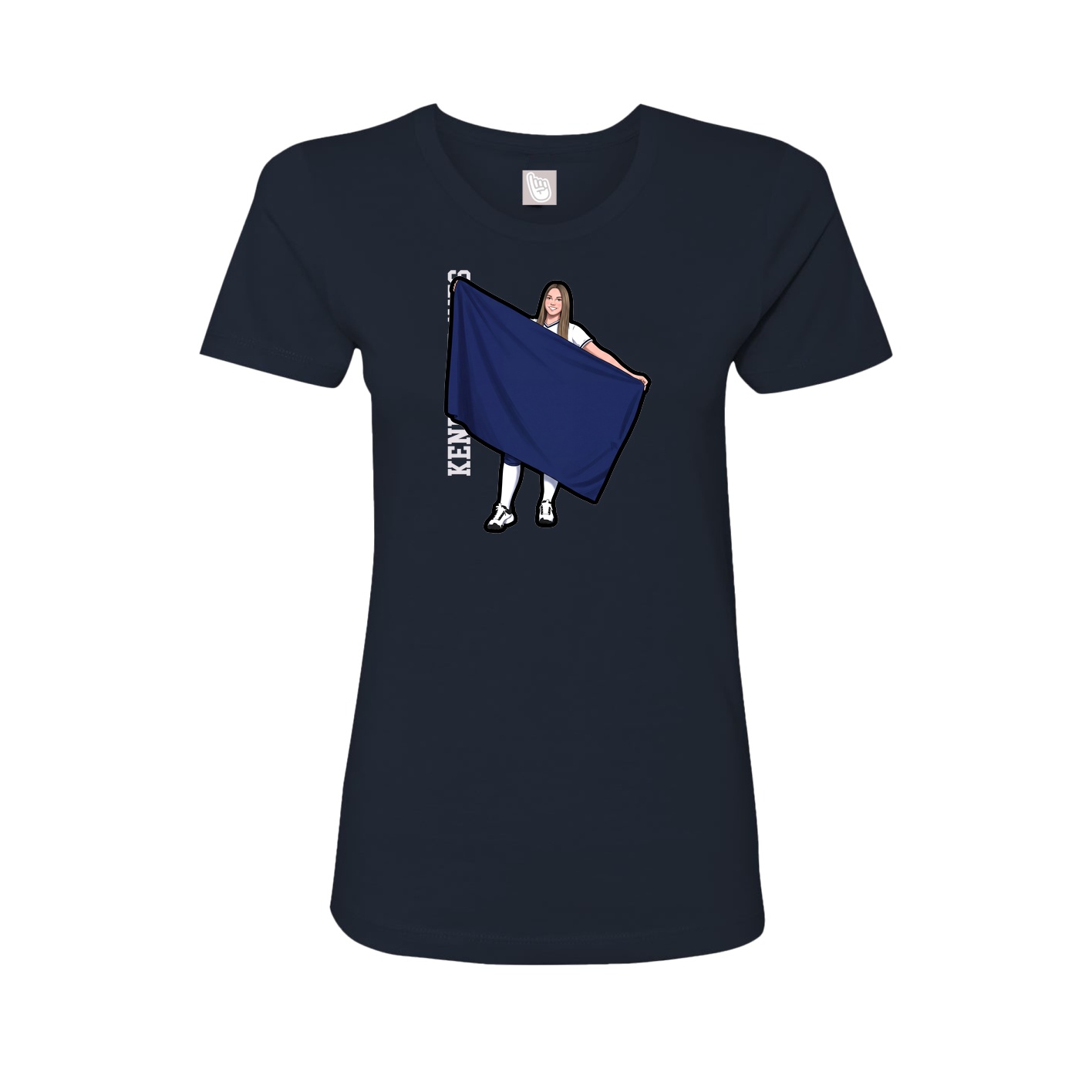 Womens Tee — Name Vertical in Navy