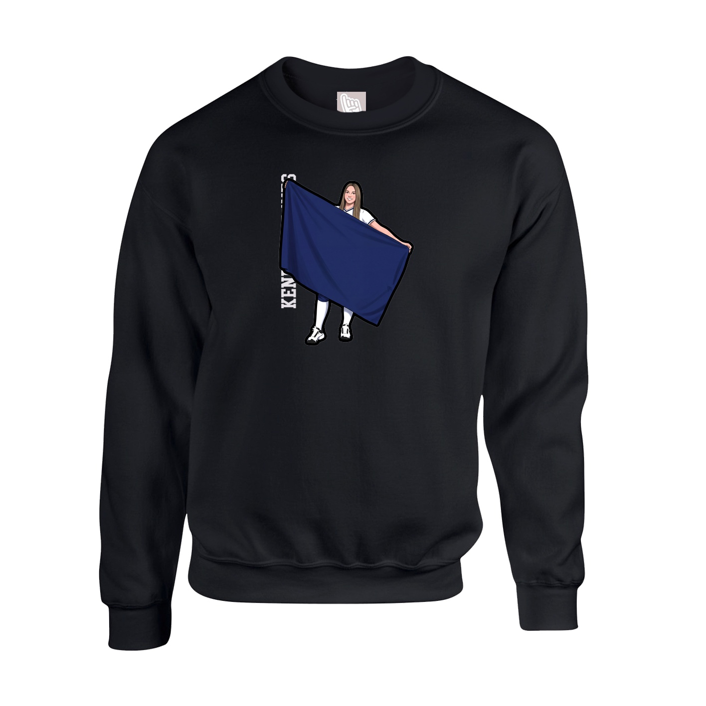 Fleece Crew — Name Vertical in Black