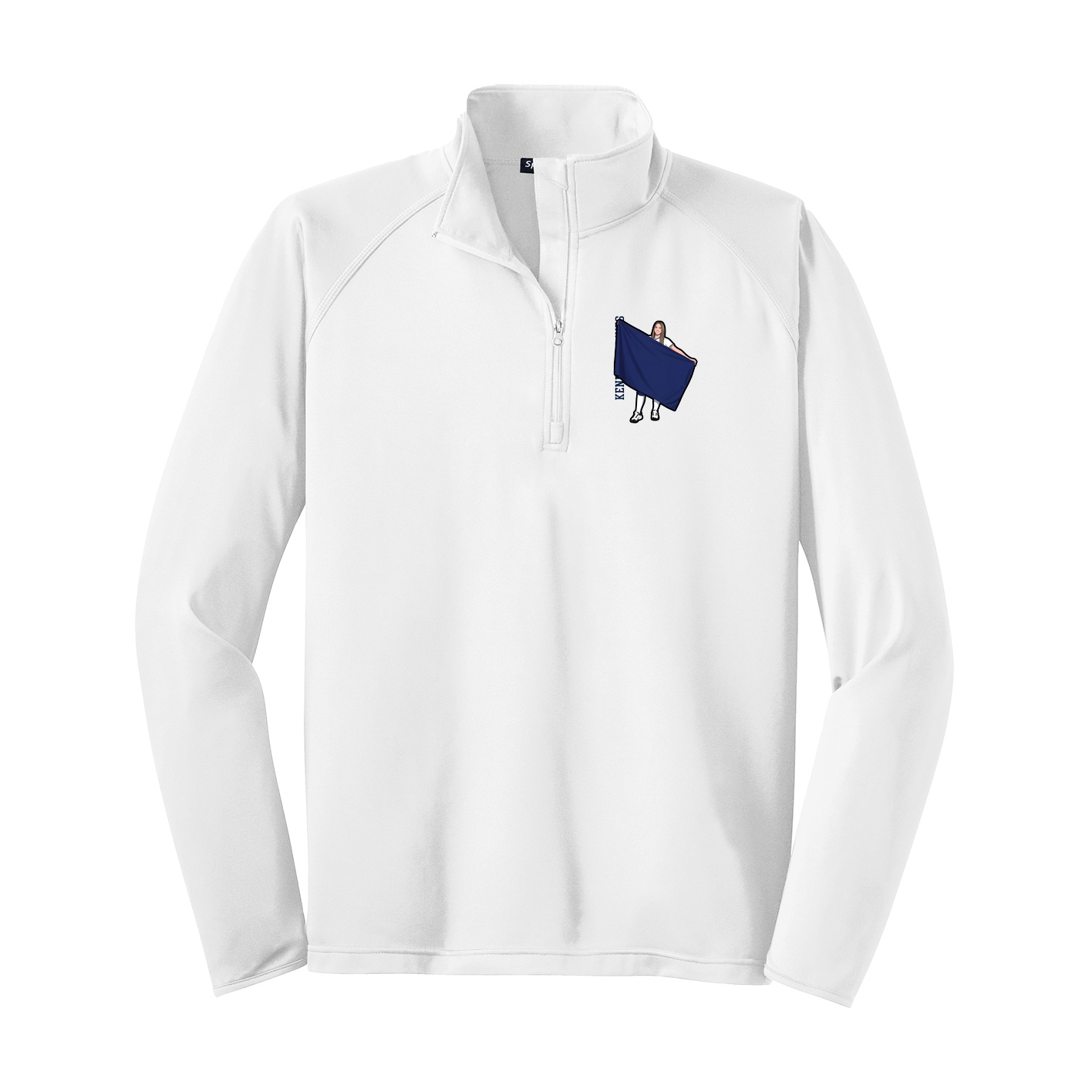 Q-Zip Pullover — Name Vertical in White