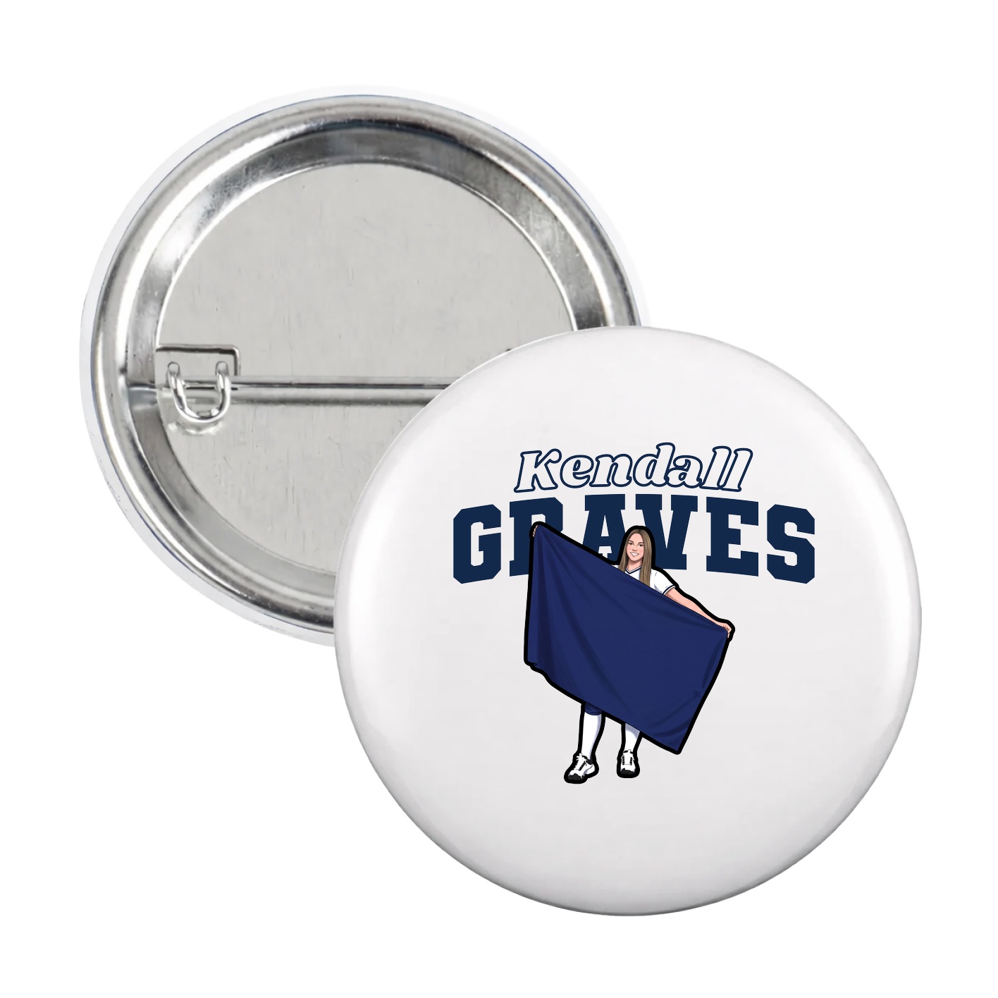 Game Day Button — Name Arch in White
