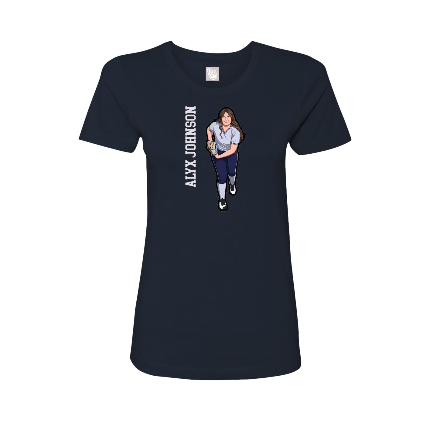 Fitted Women's Tee — Name Vertical in Navy