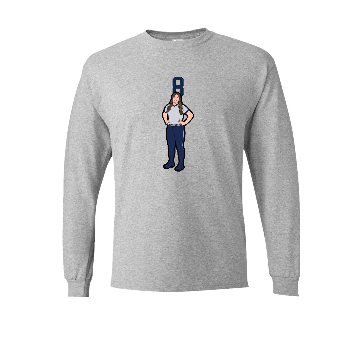 Long Sleeve Tee — Number Top in Grey