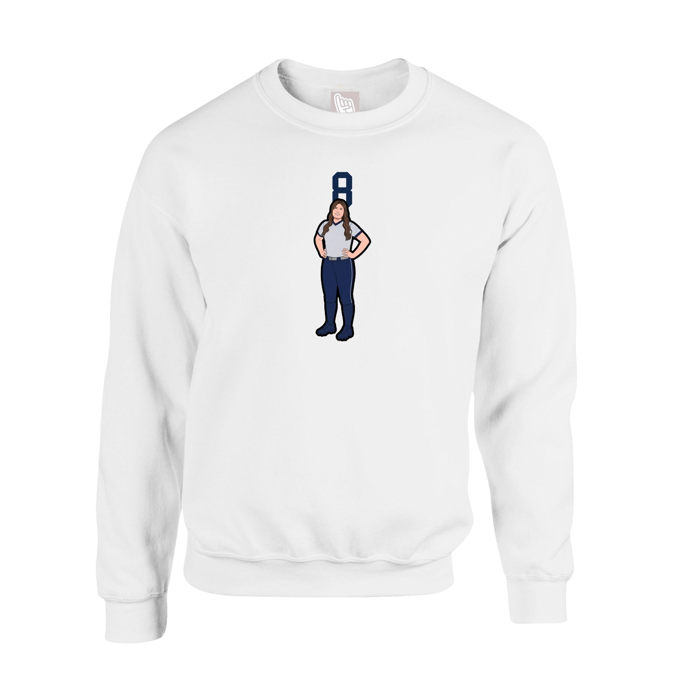 Fleece Crew — Number Top in White