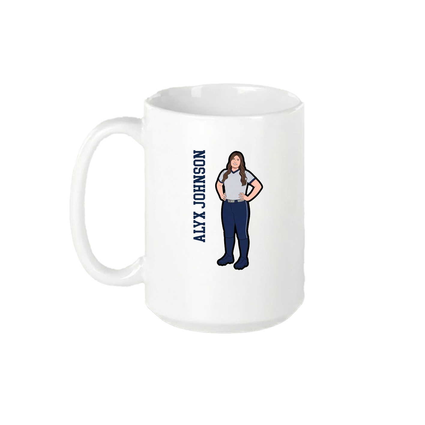 15oz Coffee Mug — Name Vertical in White