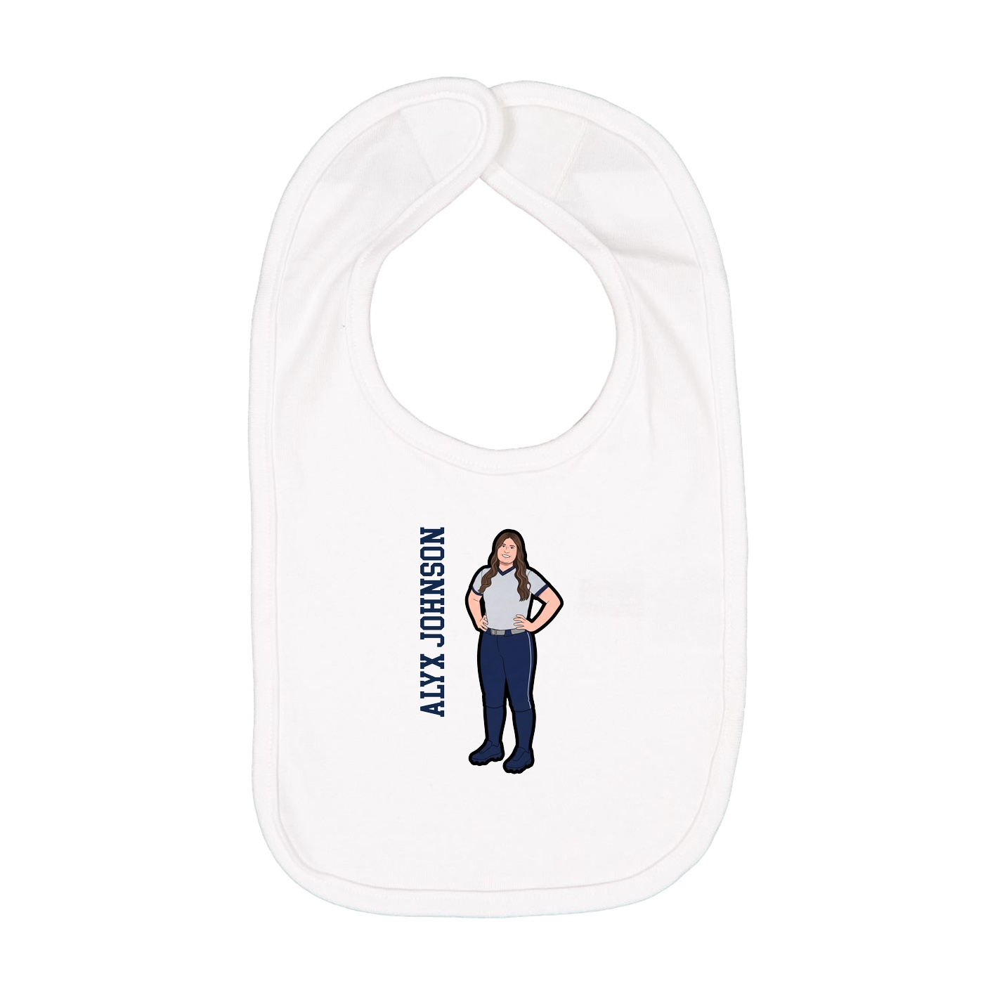 Infant Bib — Name Vertical in White