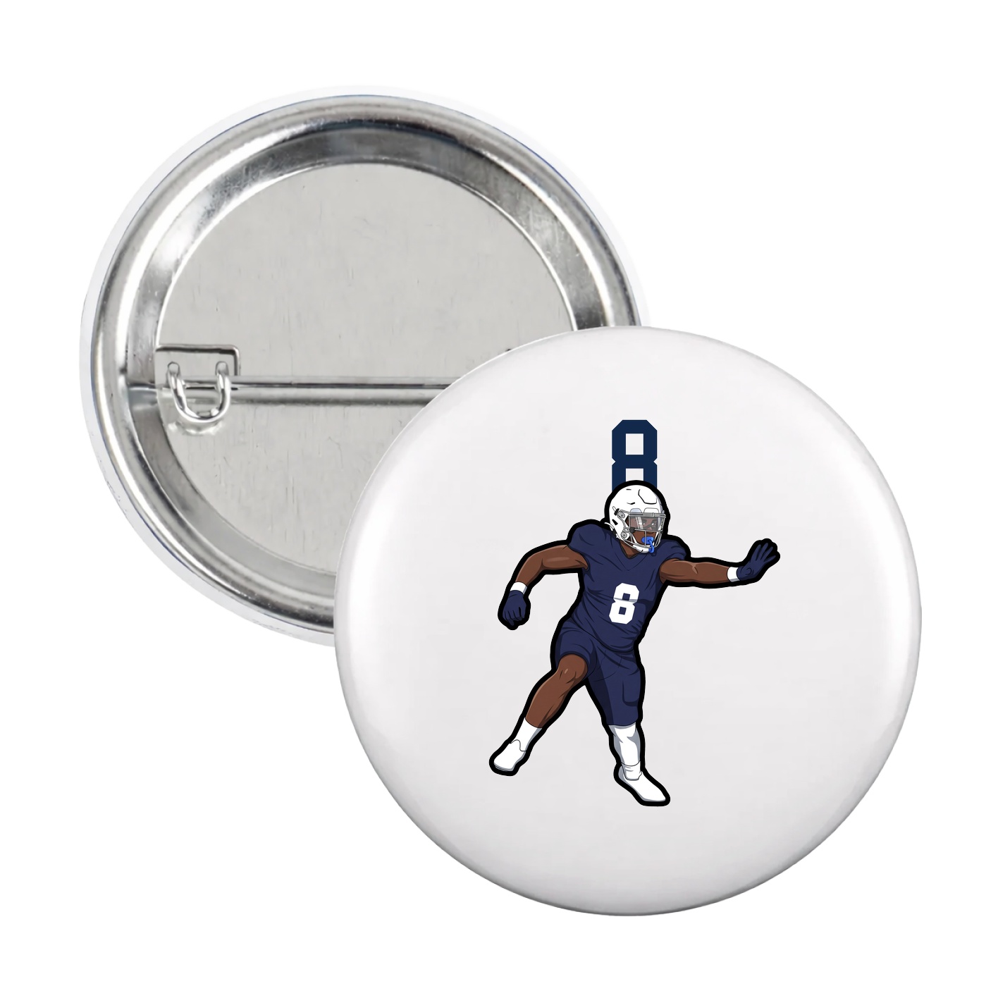 Game Day Button — Number Top in White
