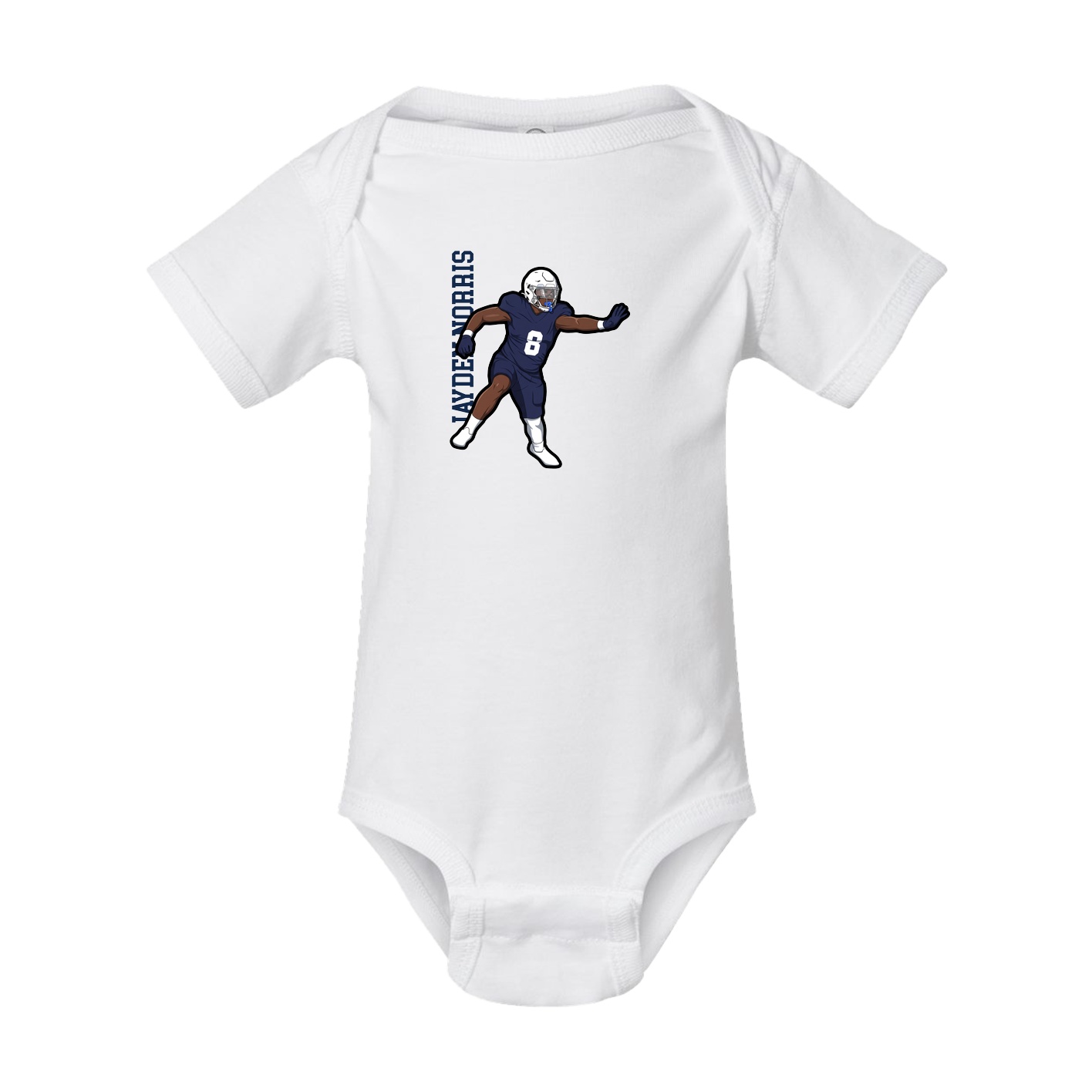 Baby Onesie — Name Vertical in White