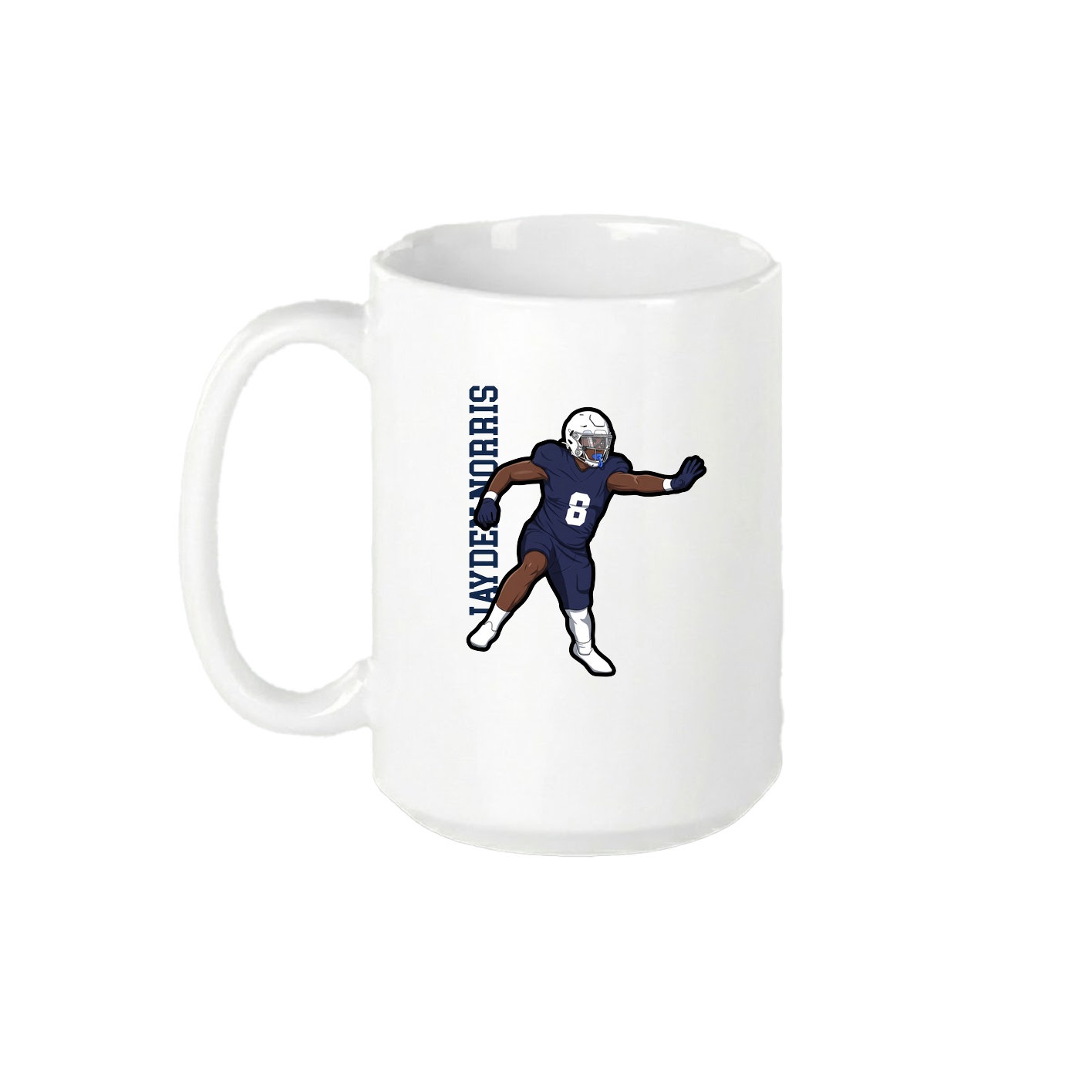 15oz Coffee Mug — Name Vertical in White