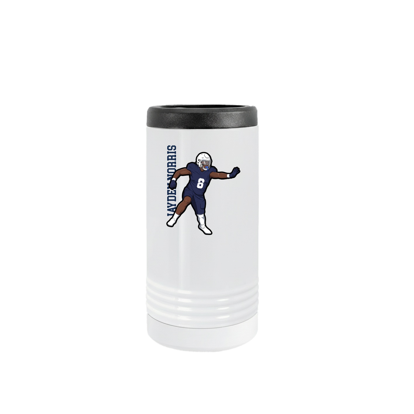 Slim Beverage Holder — Name Vertical in White