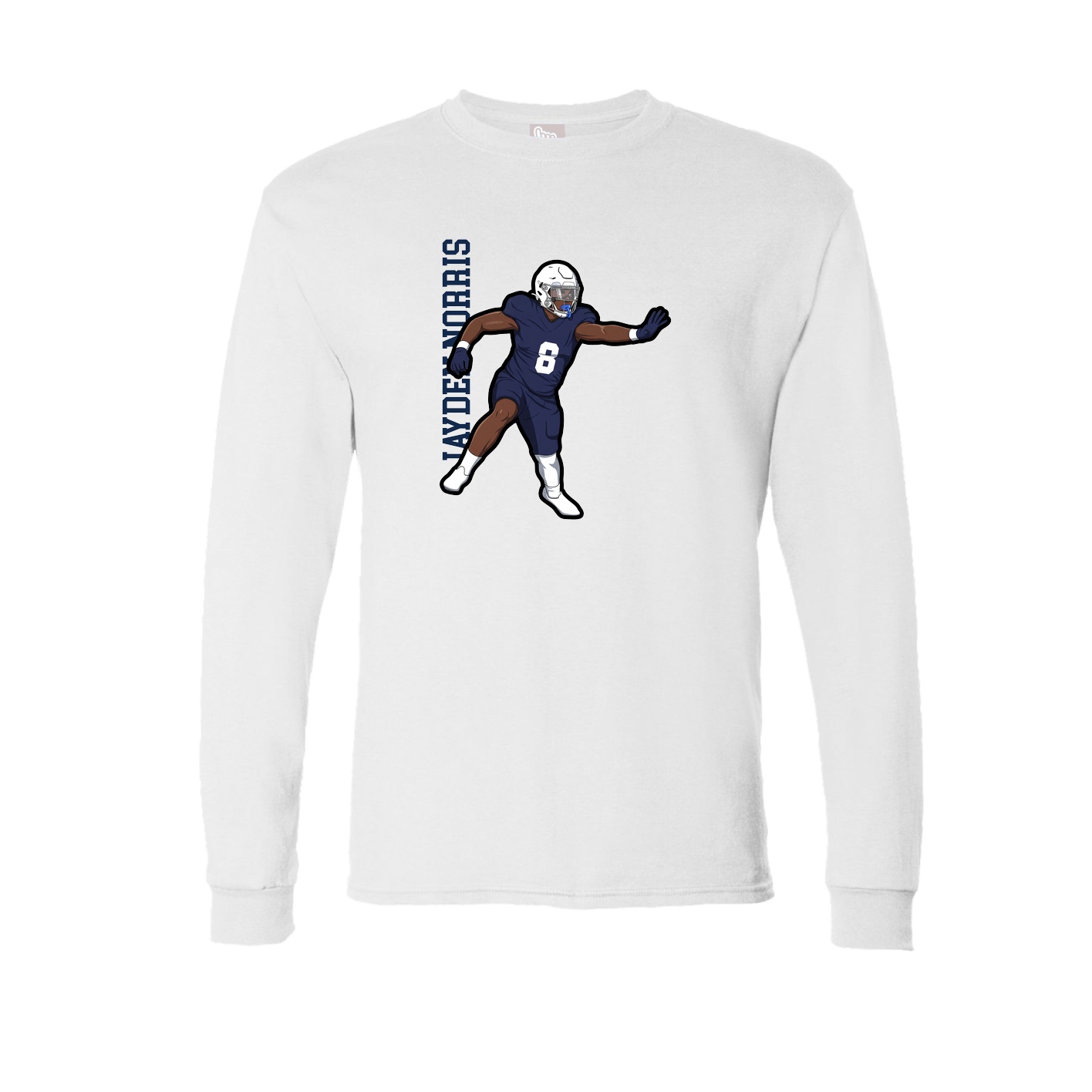 Long Sleeve Tee — Name Vertical in White