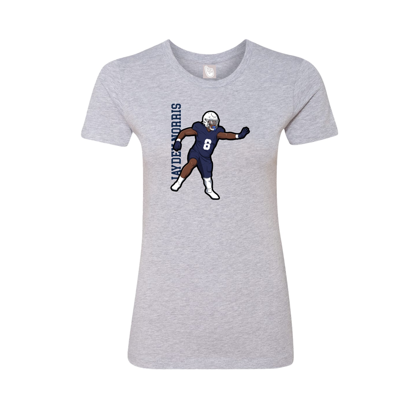 Fitted Women's Tee — Name Vertical in Grey