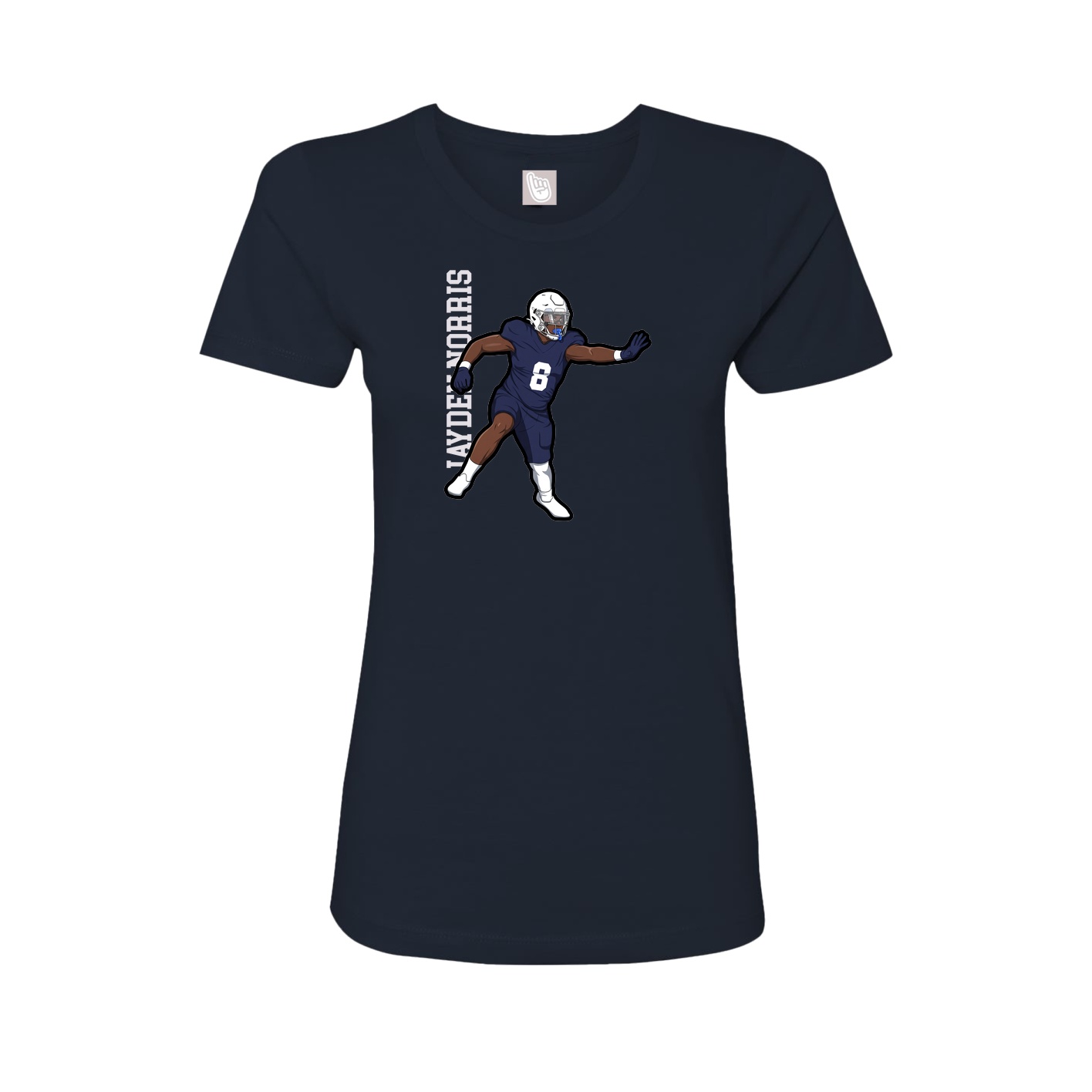 Womens Tee — Name Vertical in Navy