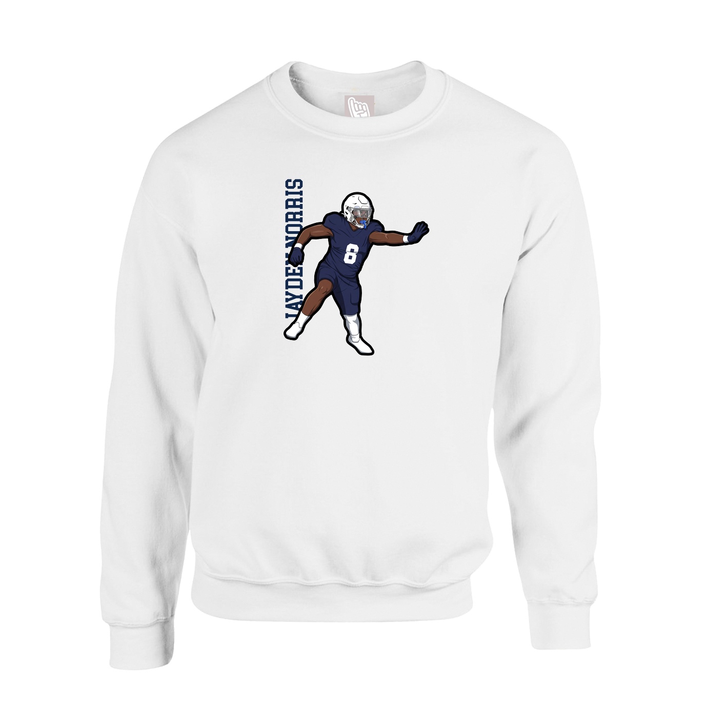Fleece Crew — Name Vertical in White