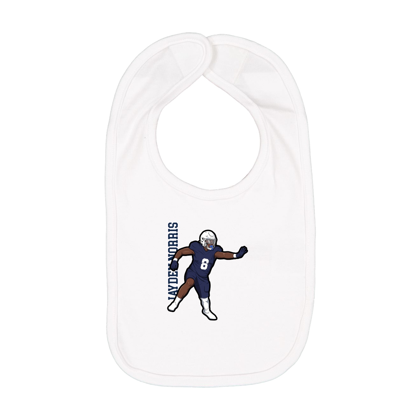 Infant Bib — Name Vertical in White