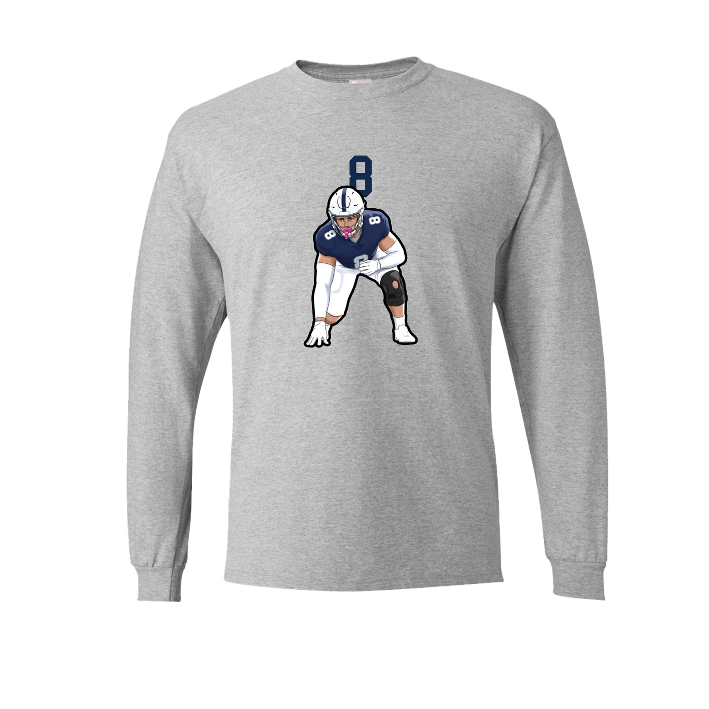 Long Sleeve Tee — Number Top in Grey
