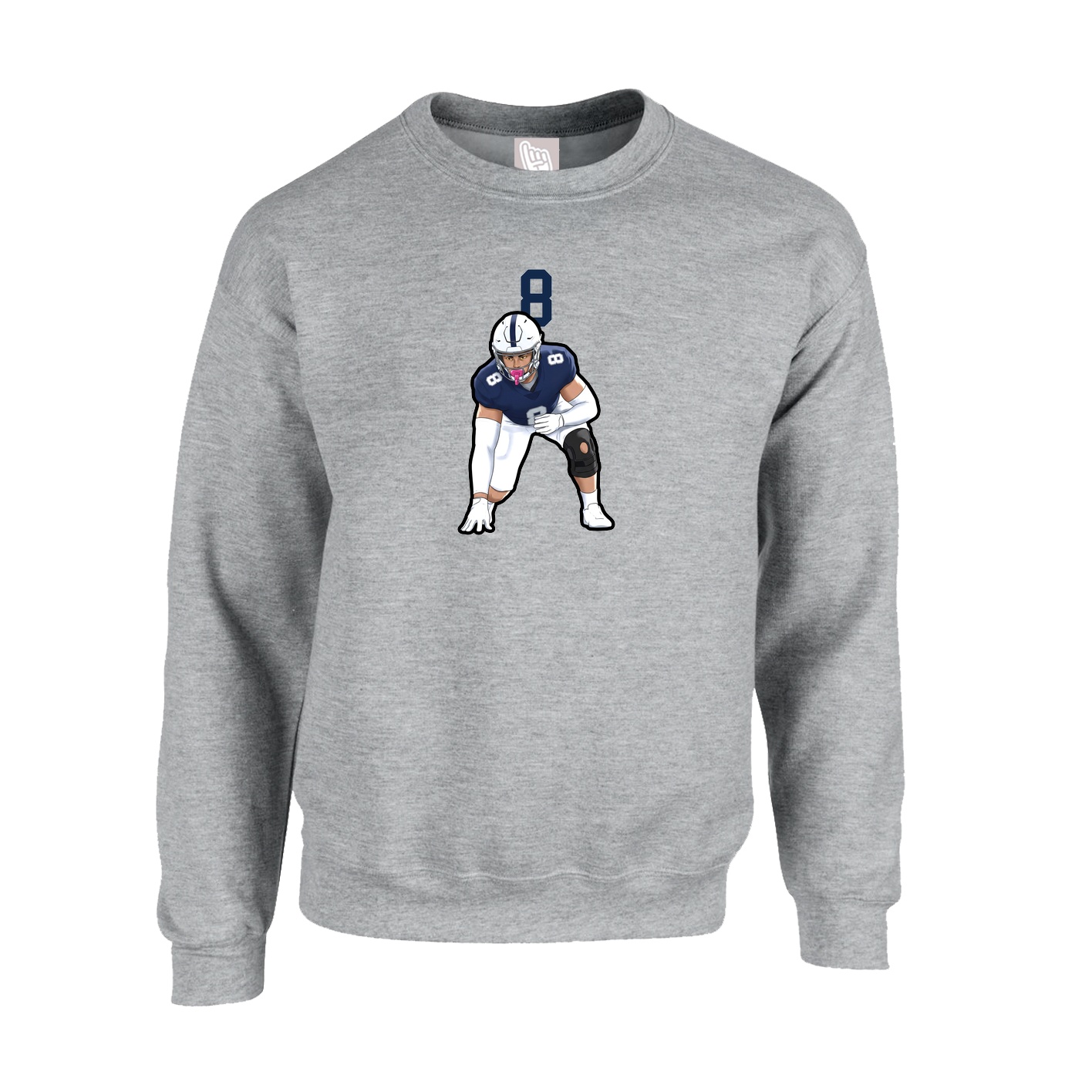 Fleece Crew — Number Top in Grey