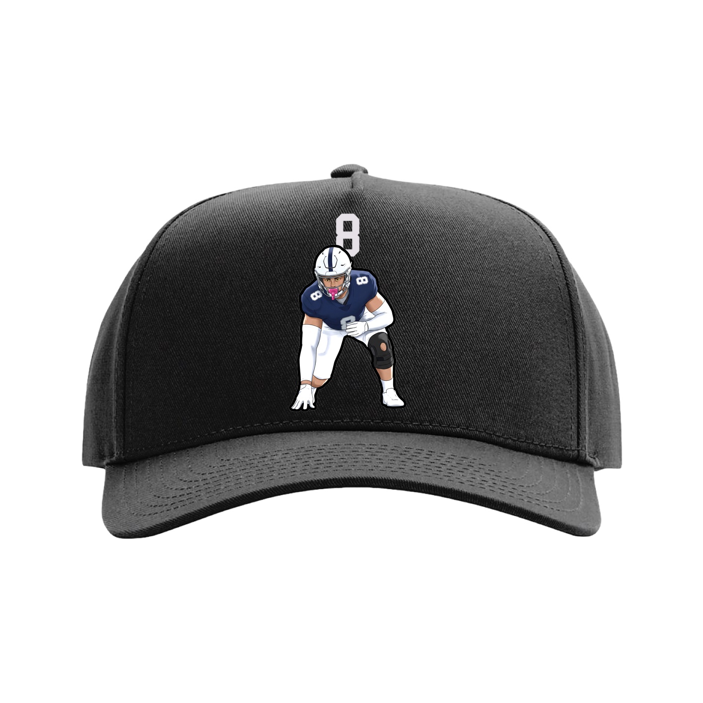 Full Fabric Five-Panel Champ Cap — Number Top in Black