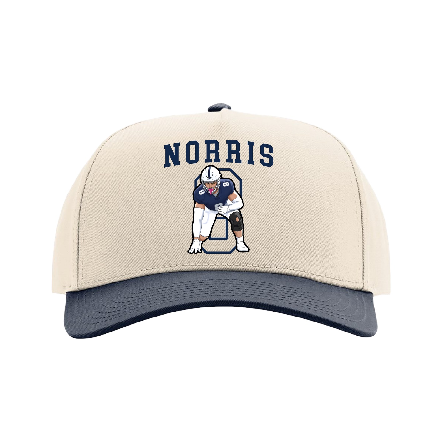 Full Fabric Five-Panel Champ Cap — Shirsey in Cream/Navy