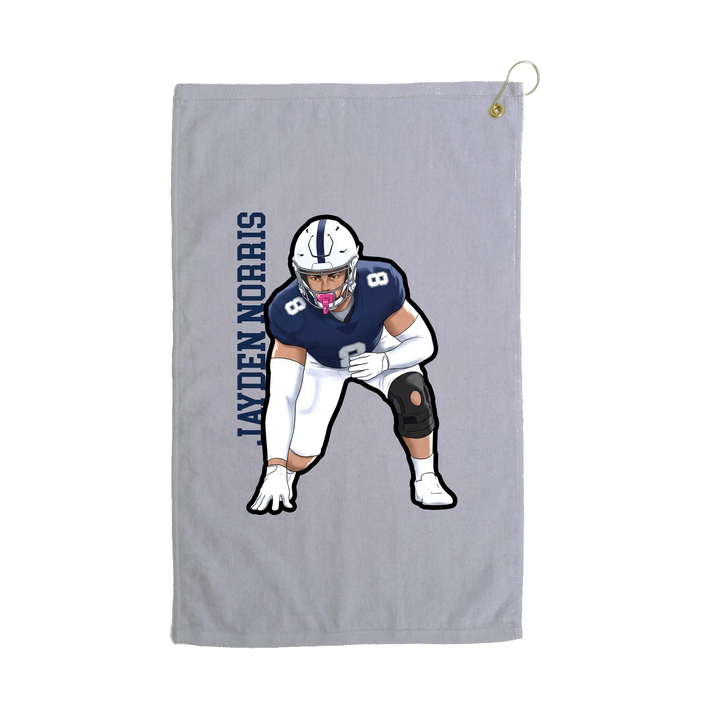 Golf Towel — Name Vertical in Grey