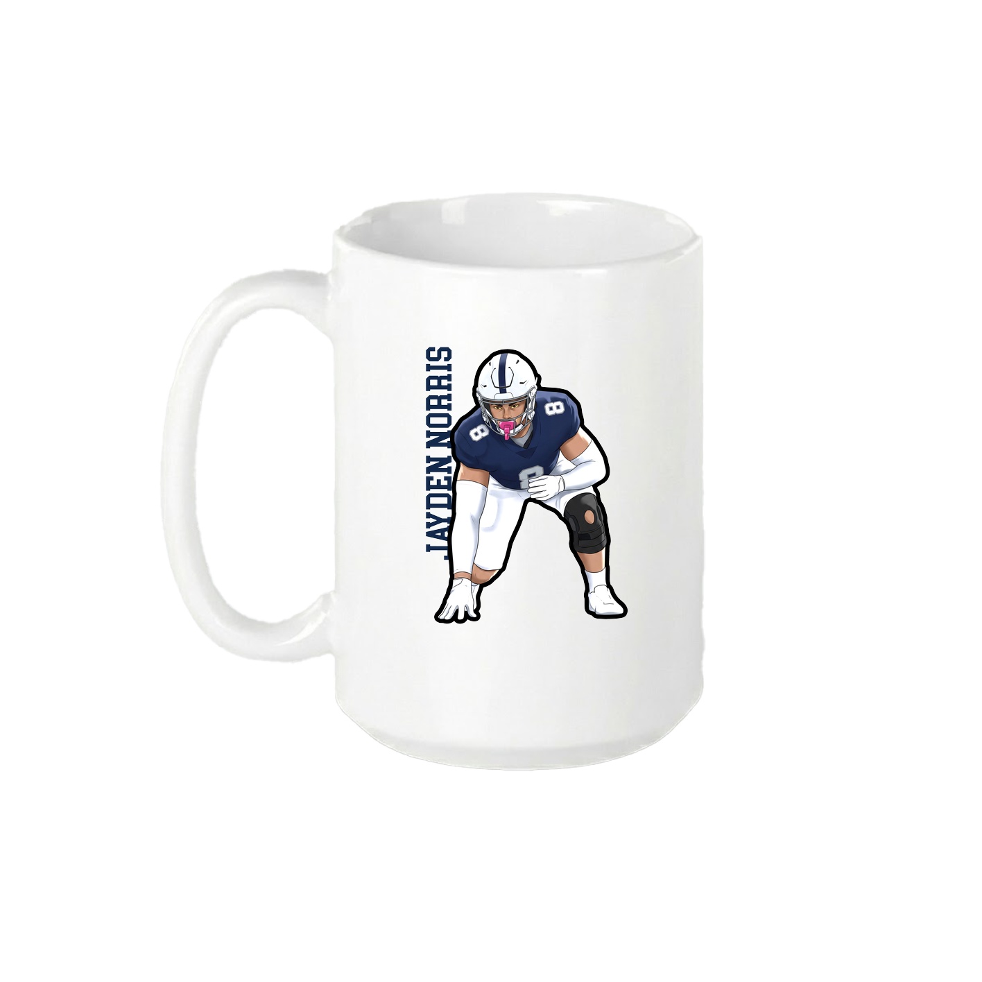 15oz Coffee Mug — Name Vertical in White