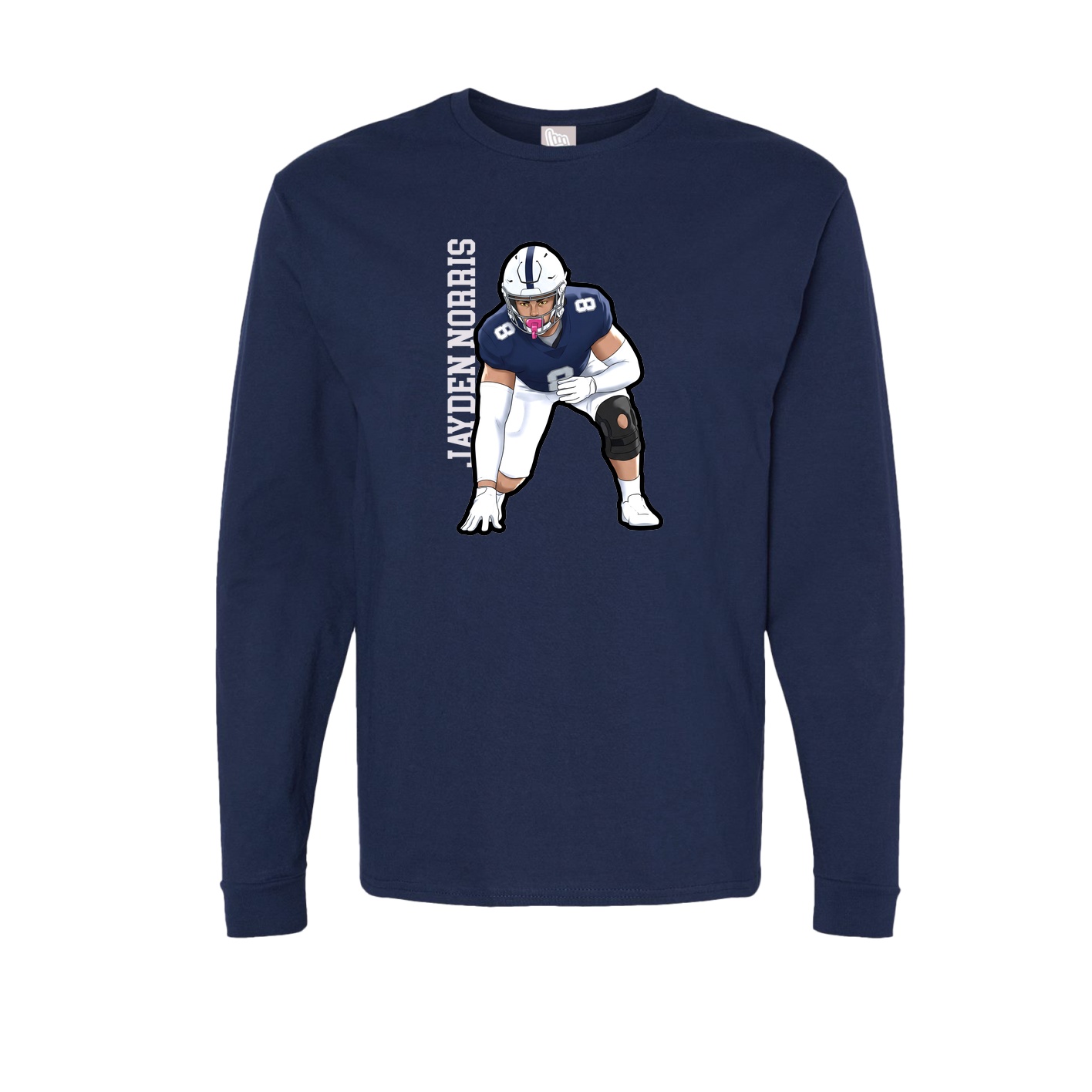 Long Sleeve Tee — Name Vertical in Navy