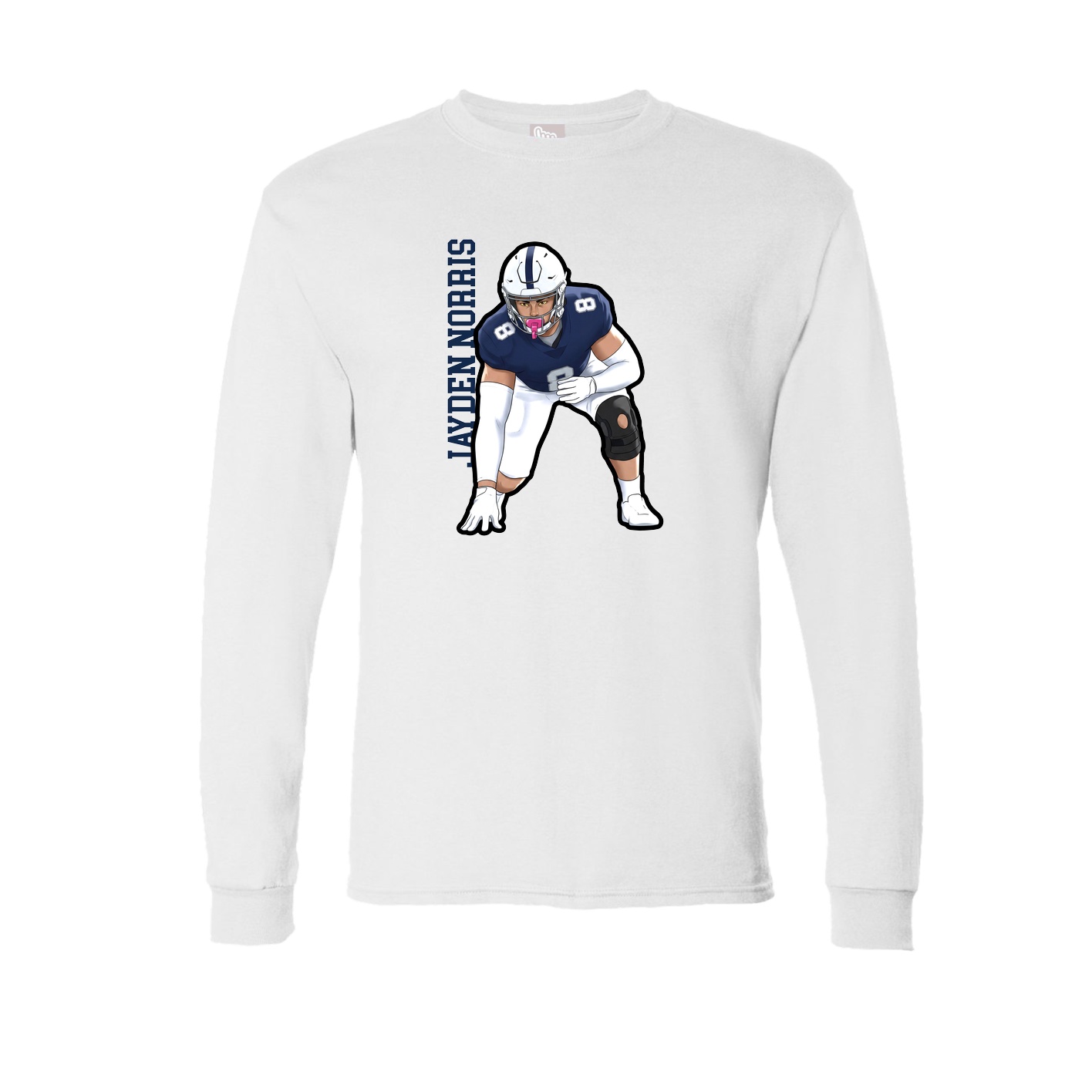 Long Sleeve Tee — Name Vertical in White