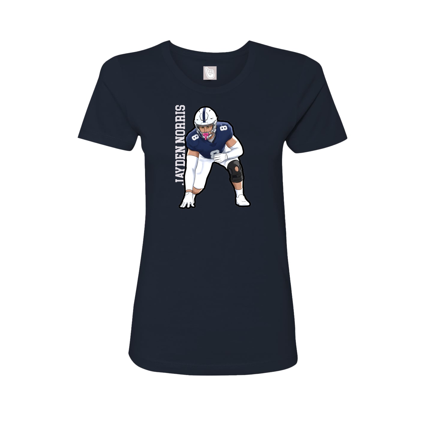 Fitted Women's Tee — Name Vertical in Navy