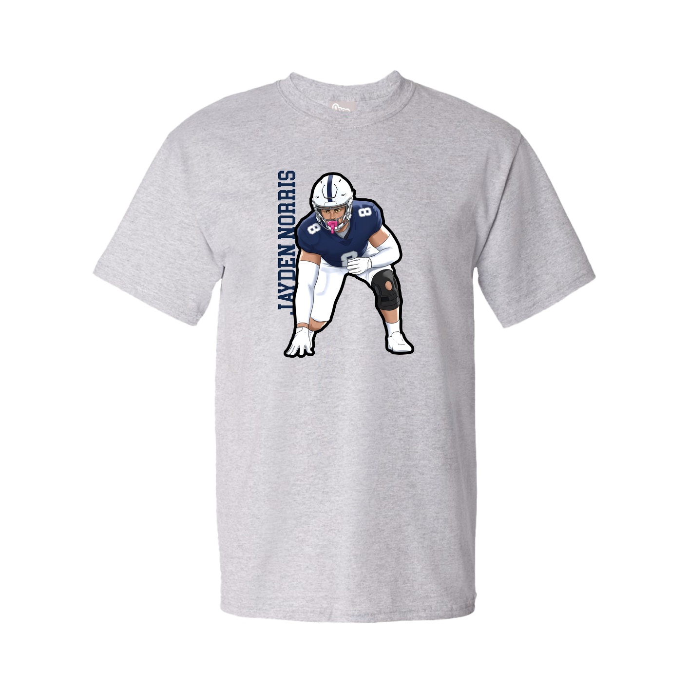 Youth Tee — Name Vertical in Grey