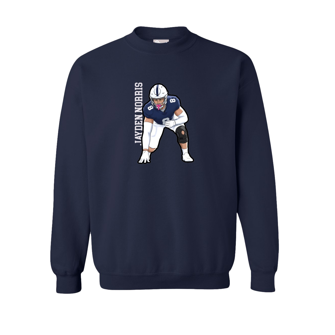 Fleece Crew — Name Vertical in Navy