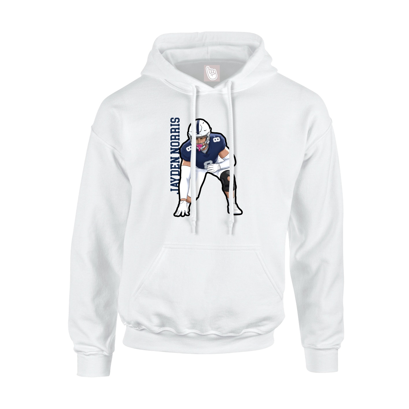 Youth Hoodie — Name Vertical in White