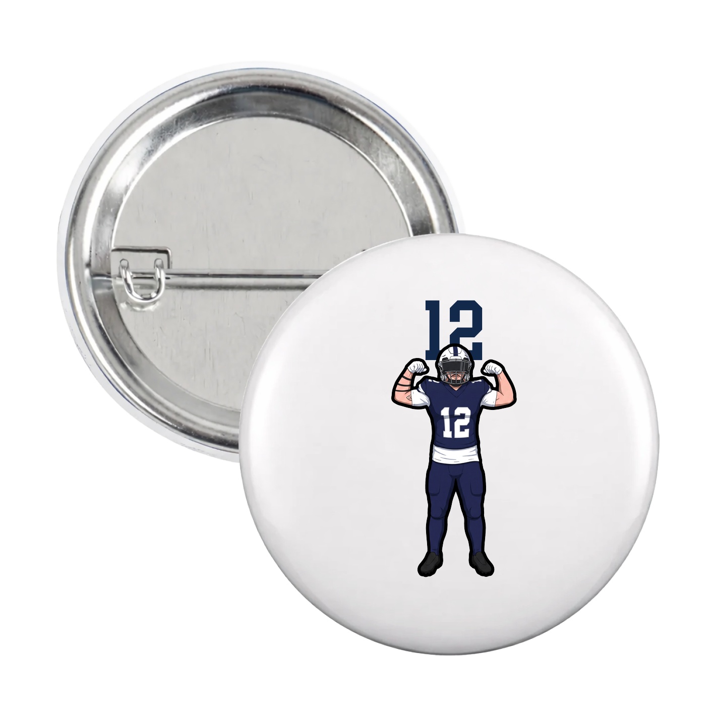 Game Day Button — Number Top in White