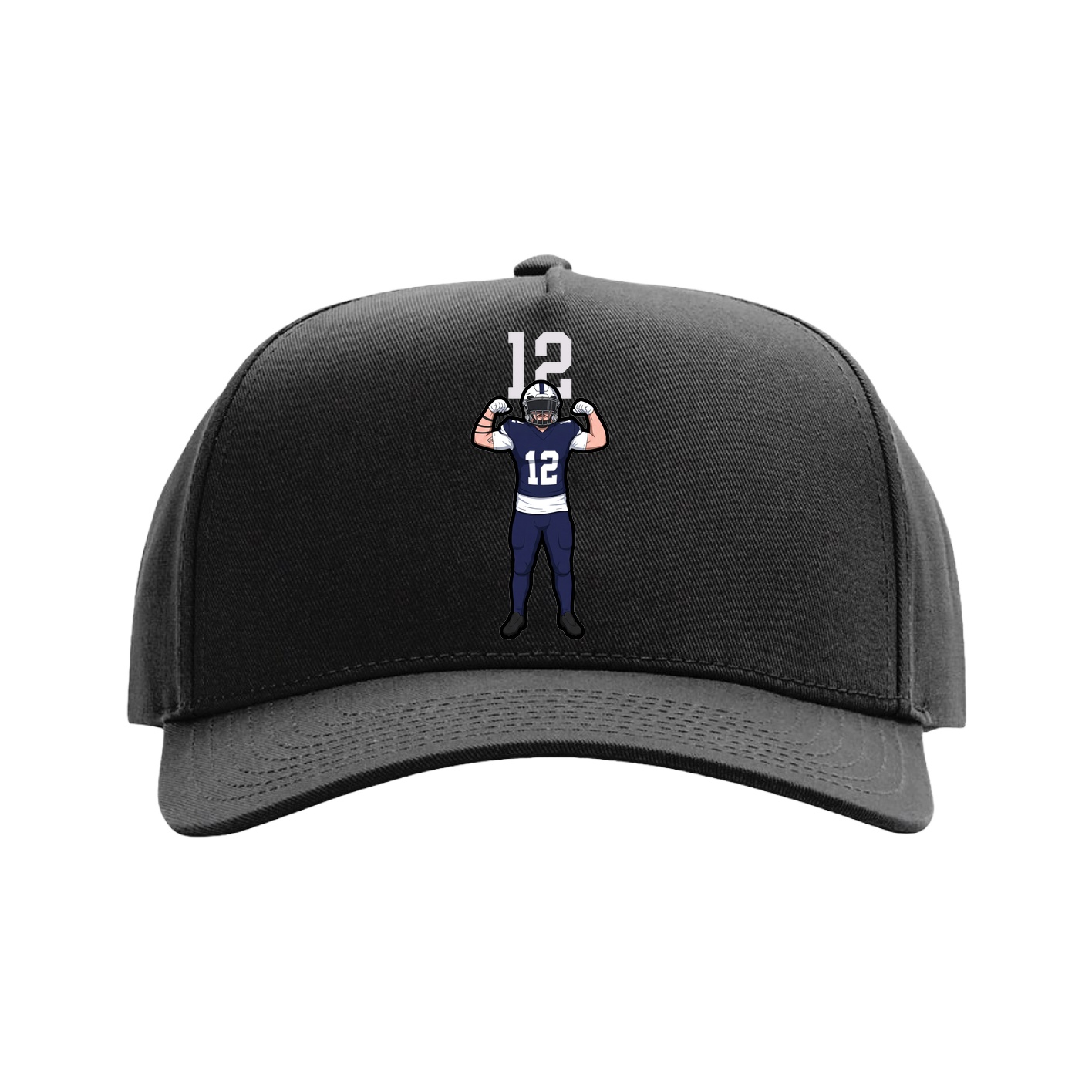 Full Fabric Five-Panel Champ Cap — Number Top in Black